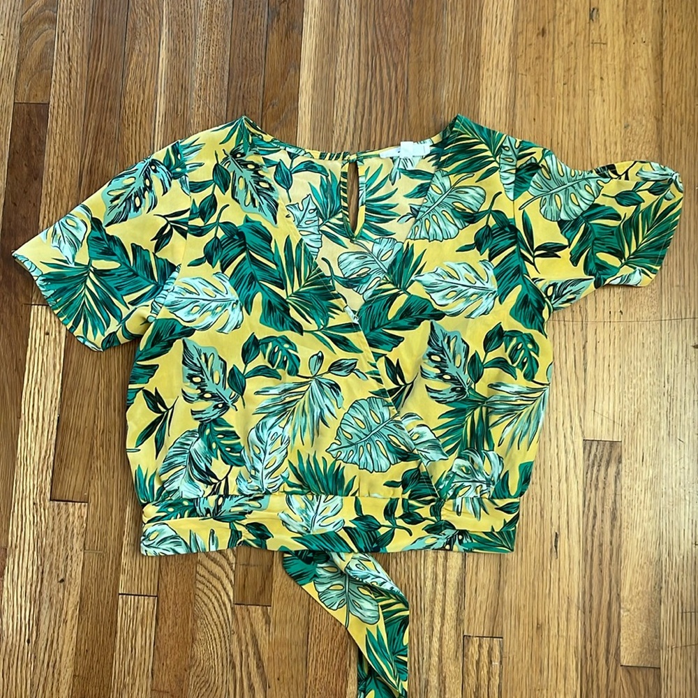 Tropical Monstera Blouse Sz M